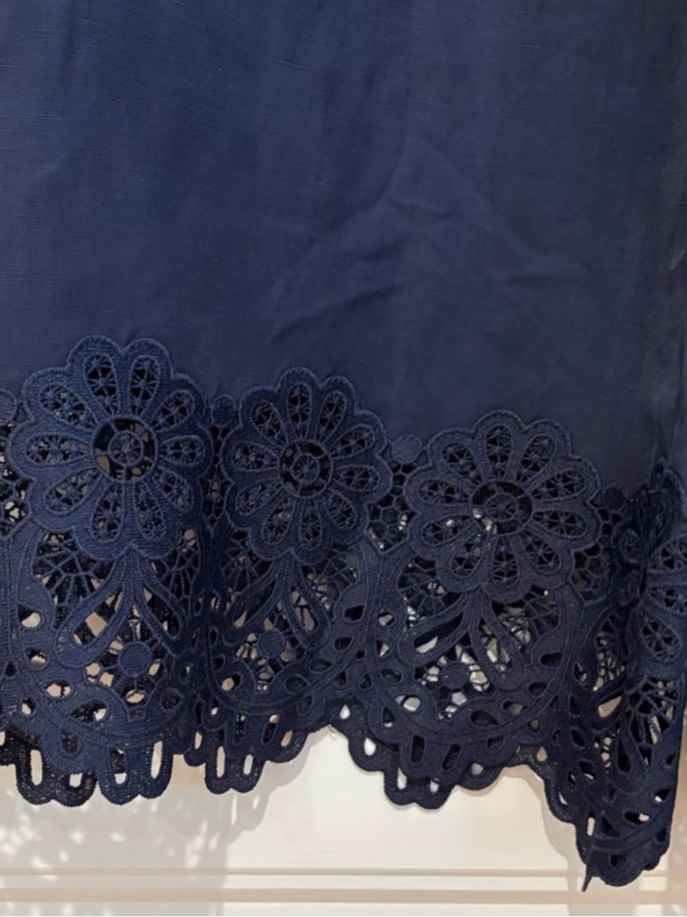 Kobi Halperin Navy Eyelet A-Line Skirt